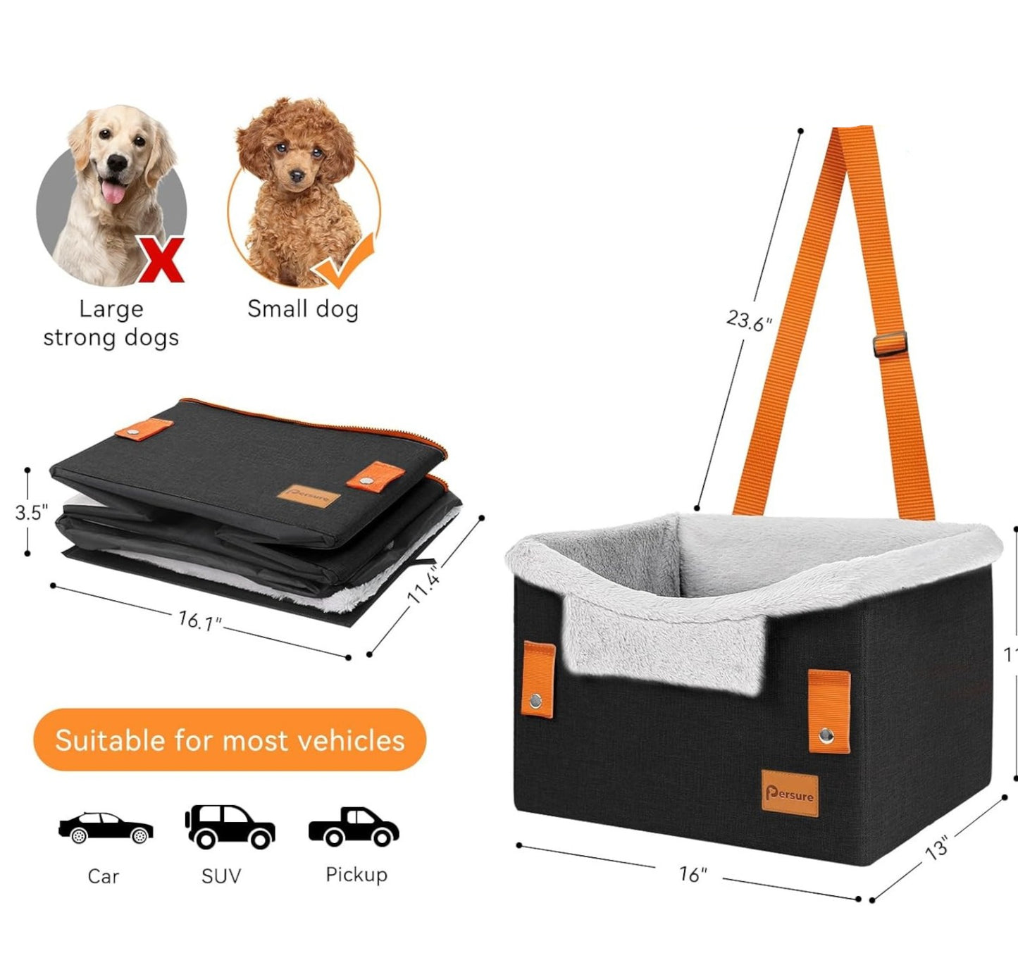 Asiento de felpa de coche para perros p20