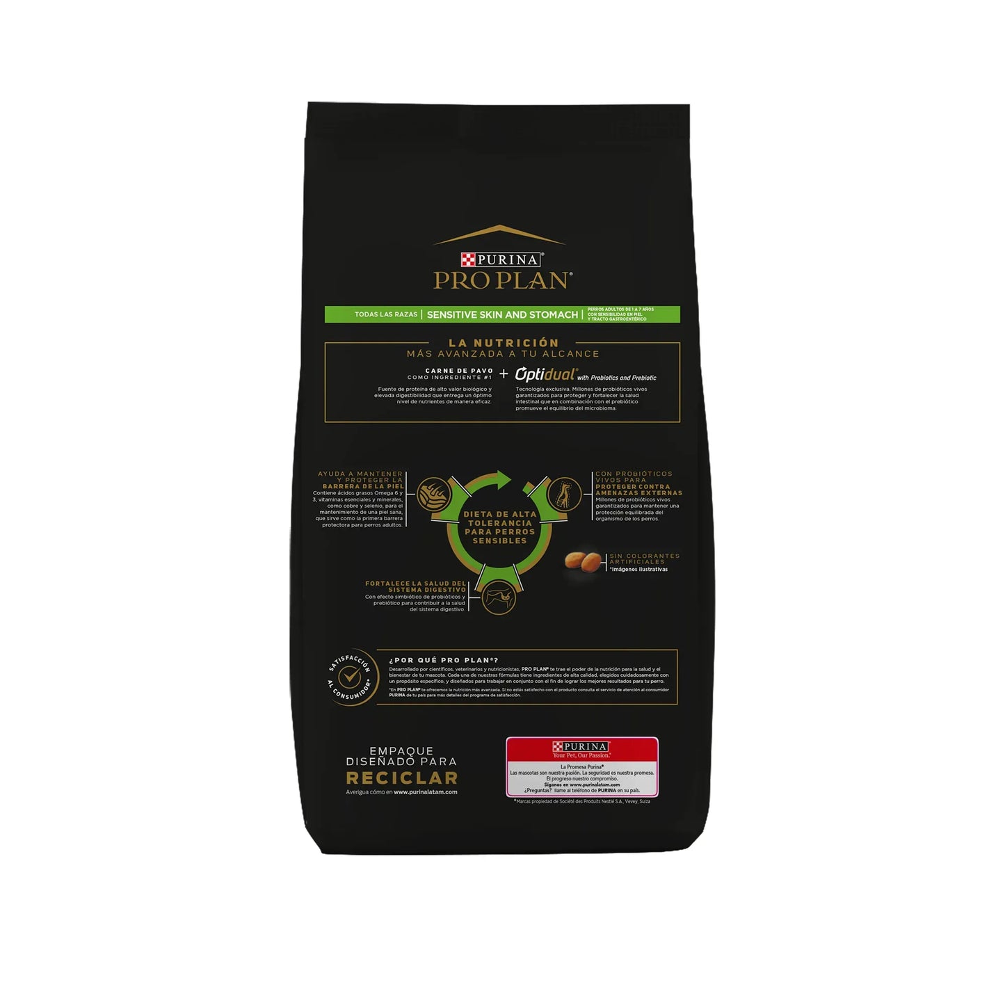Comida para Perro Purina: Pro plan Estómago y piel sensible, carne de pavo 3kg