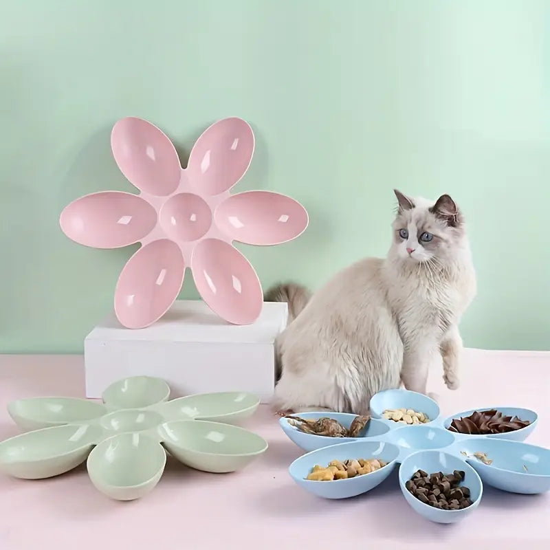 Plato 6 en 1 estilo flor para mascotas