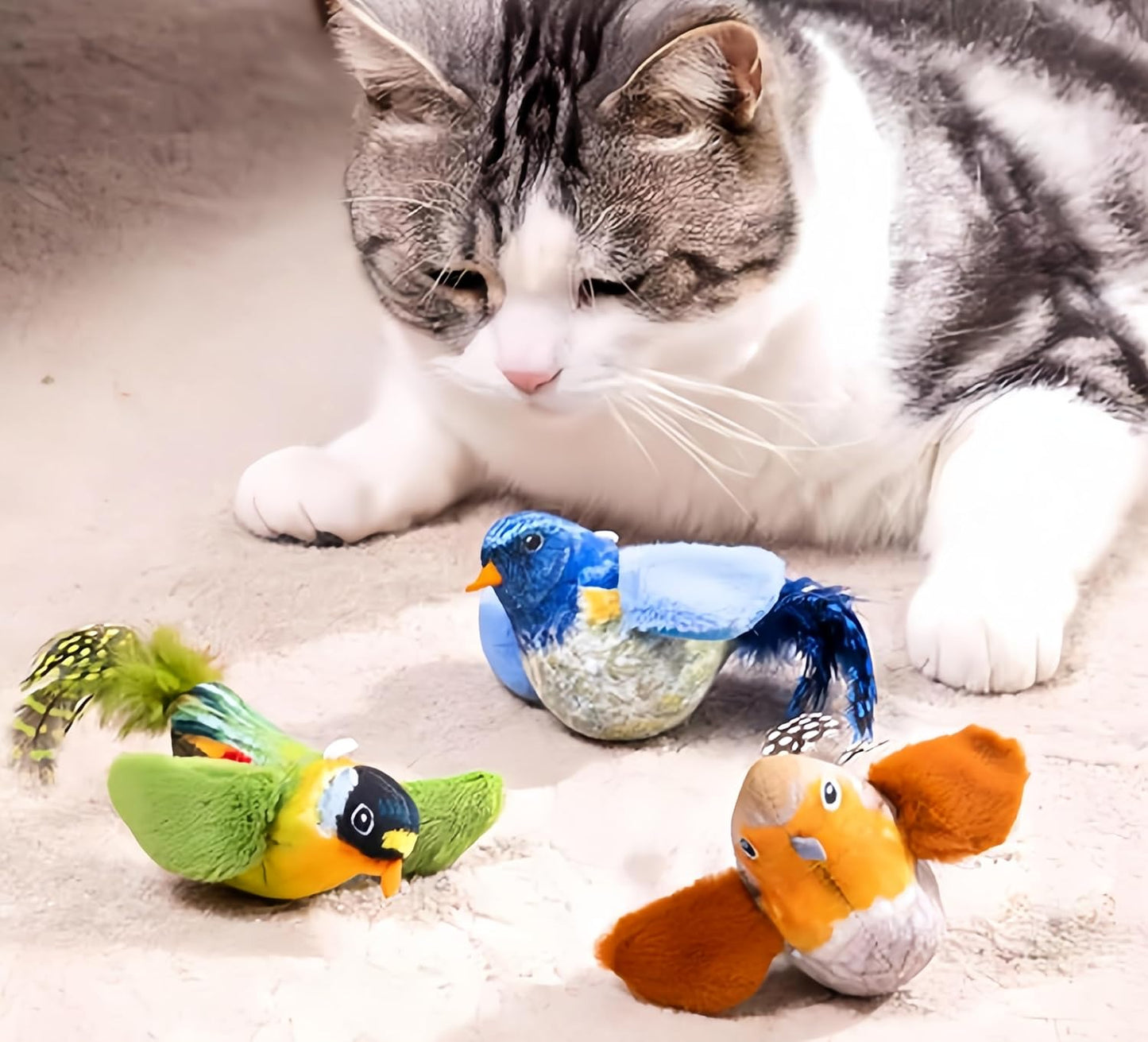 Juguete para gato, pajaro con sonido (variedad de modelos)