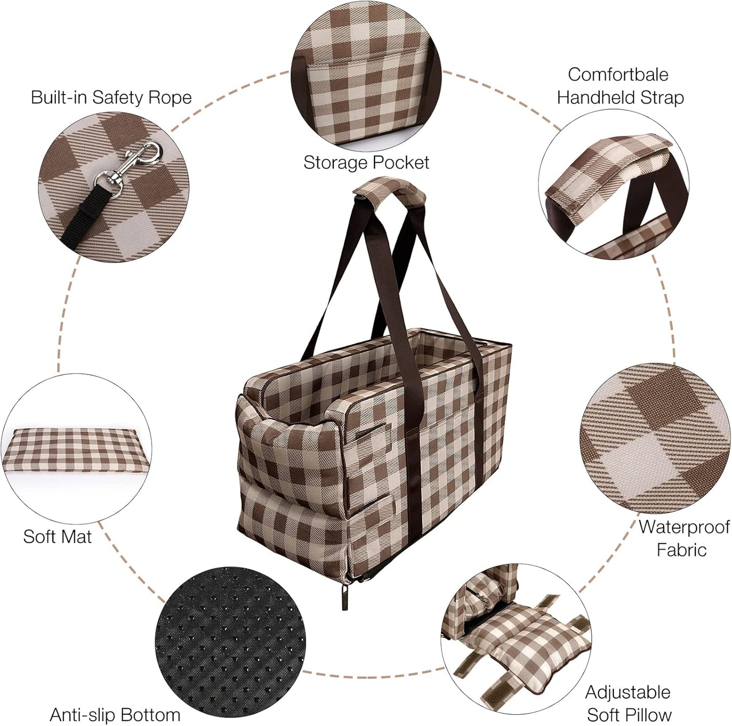 Asiento central diseño de rayas para mascotas pequeñas