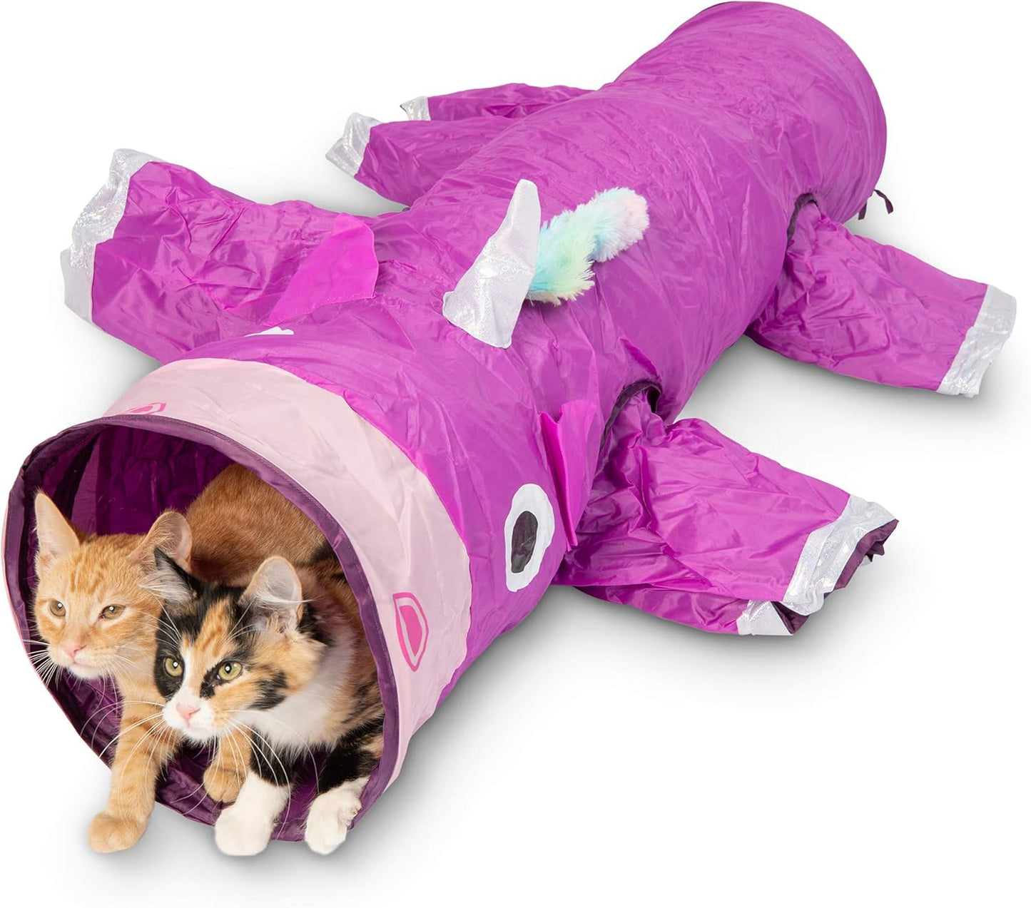 Túnel interactivo con diseño de unicornio para gato