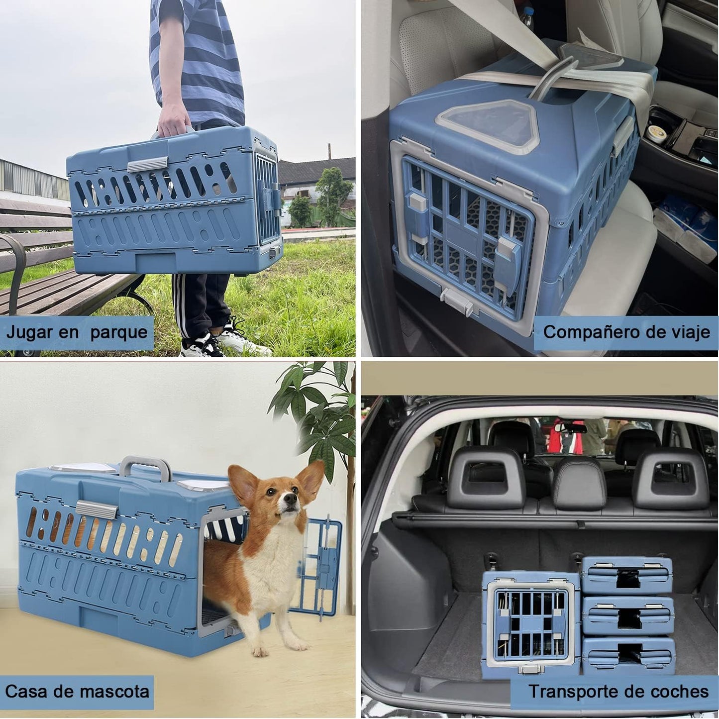 Kennel plegable para mascotas 48*30*32cm (Hasta 35lbs)