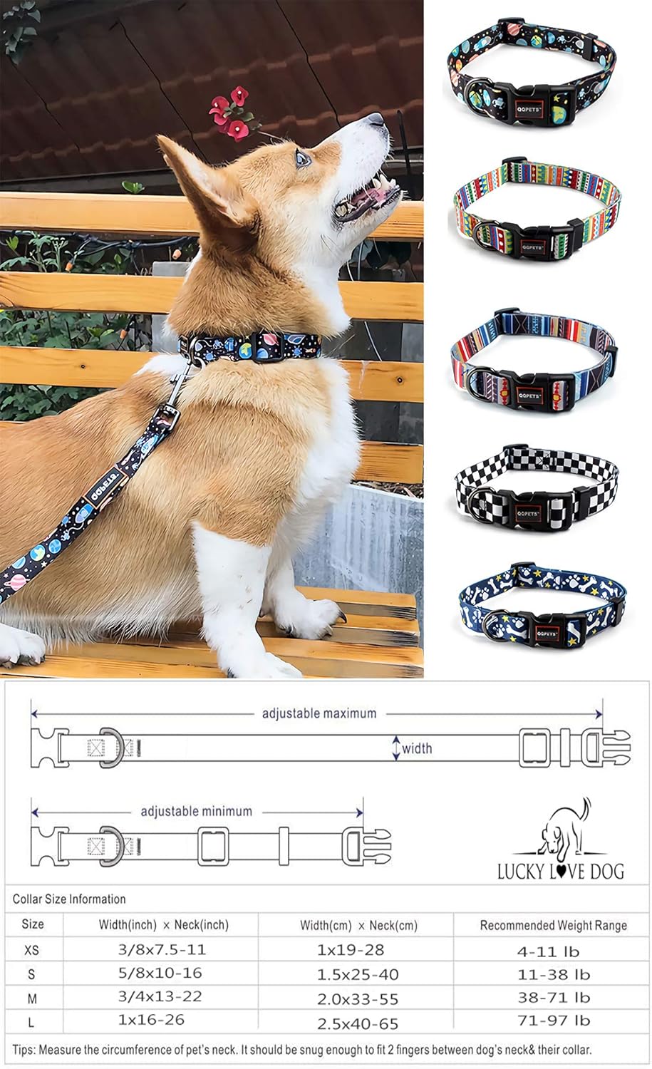 Collar de estampados para perros (4 tamaños)