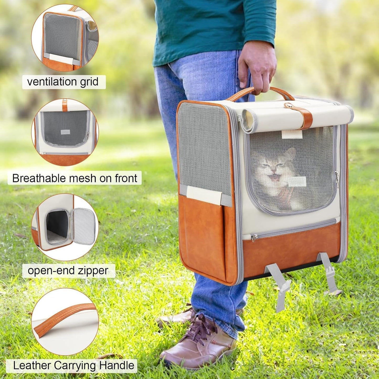 Mochila transportadora espaciosa para gatos