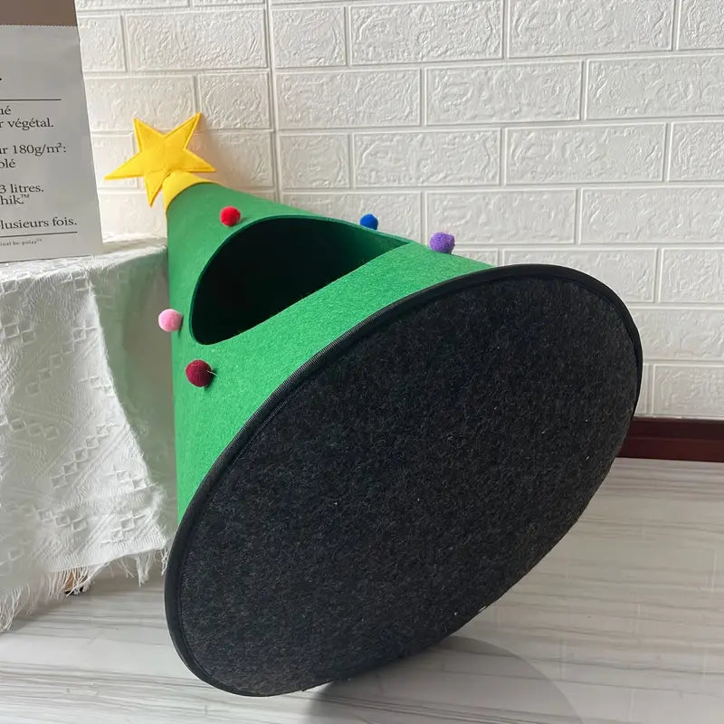 Tepee pequeño navideño de fieltro para gatos