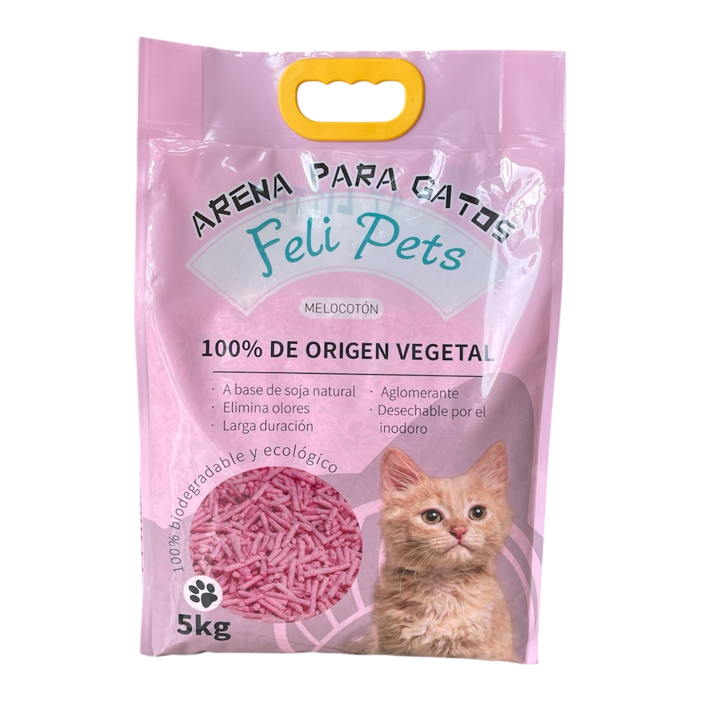 Arena Biodegradable Feli Pet a base de soja 5KG (MELOCOTÓN)