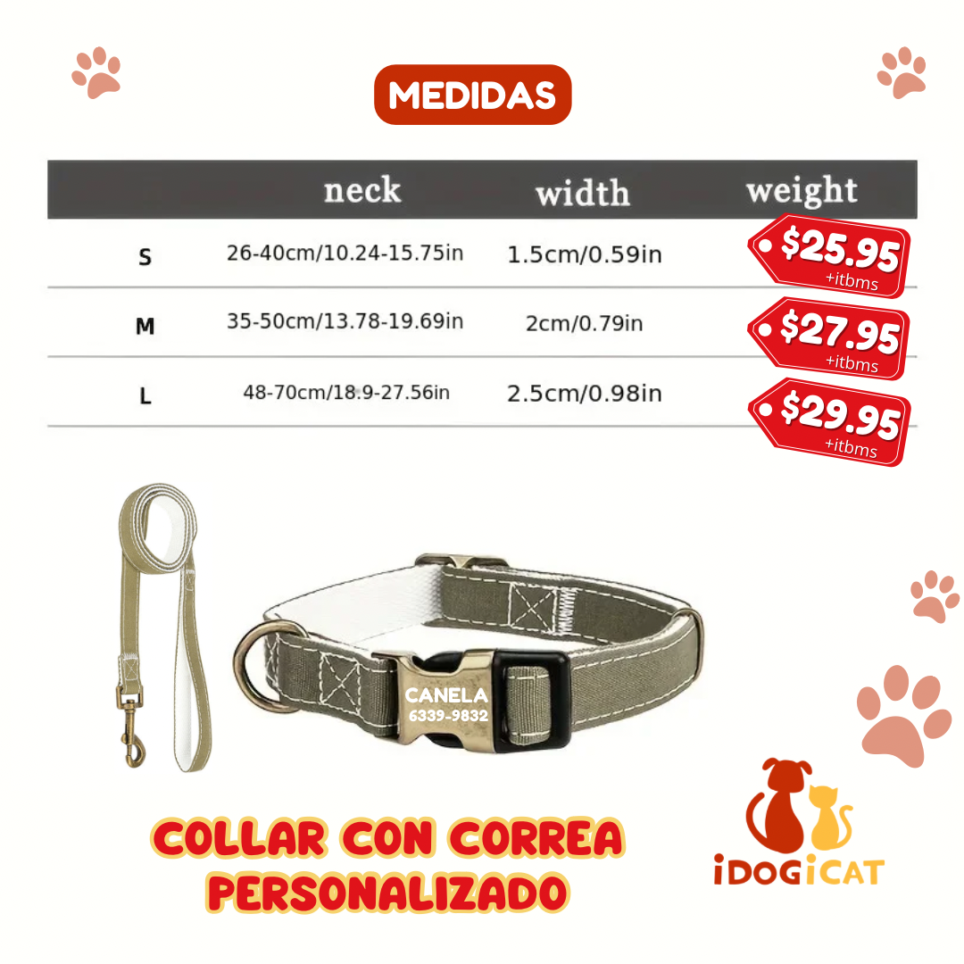 Collar de tela con correa