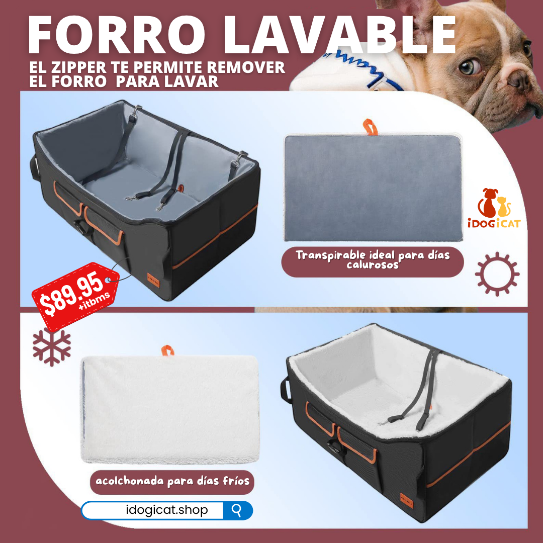 Asiento para carro para dos mascotas 25lb 70*41*32cm