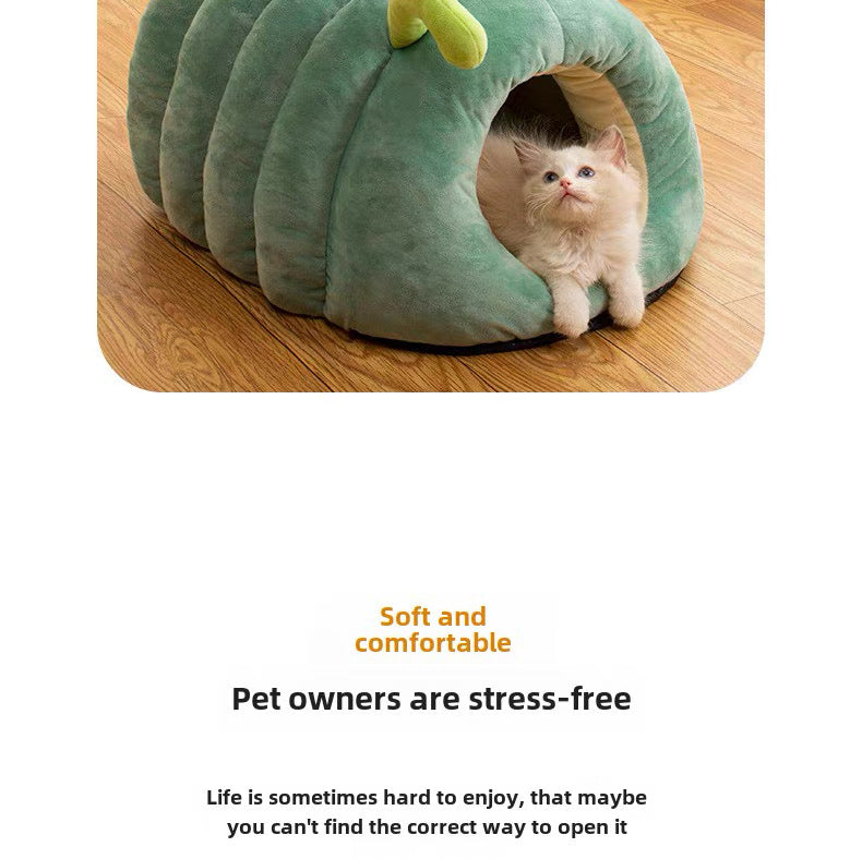 Casita acolchonada para mascotas pequeñas estilo gusano