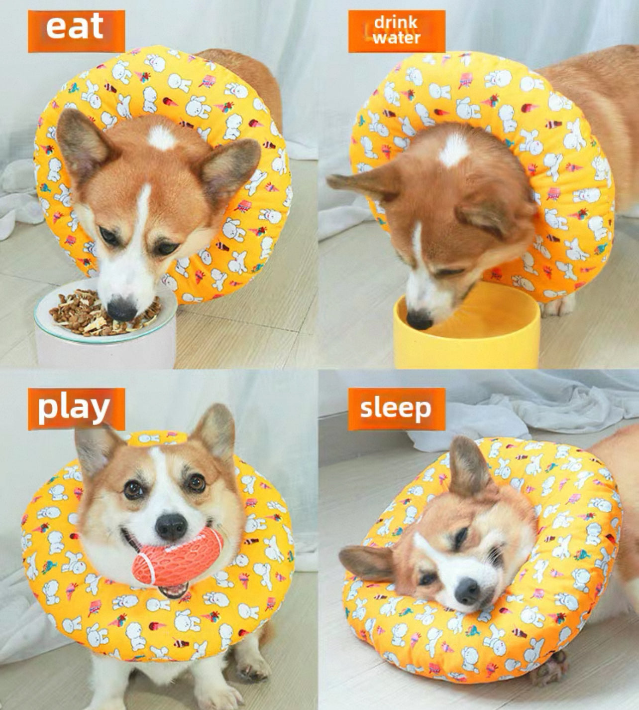 Cono isabelino para perros de peluche impermeable