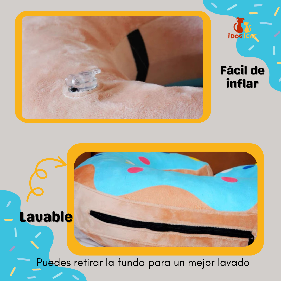 Collar inflable isabelino para mascotas grandes estilo dona