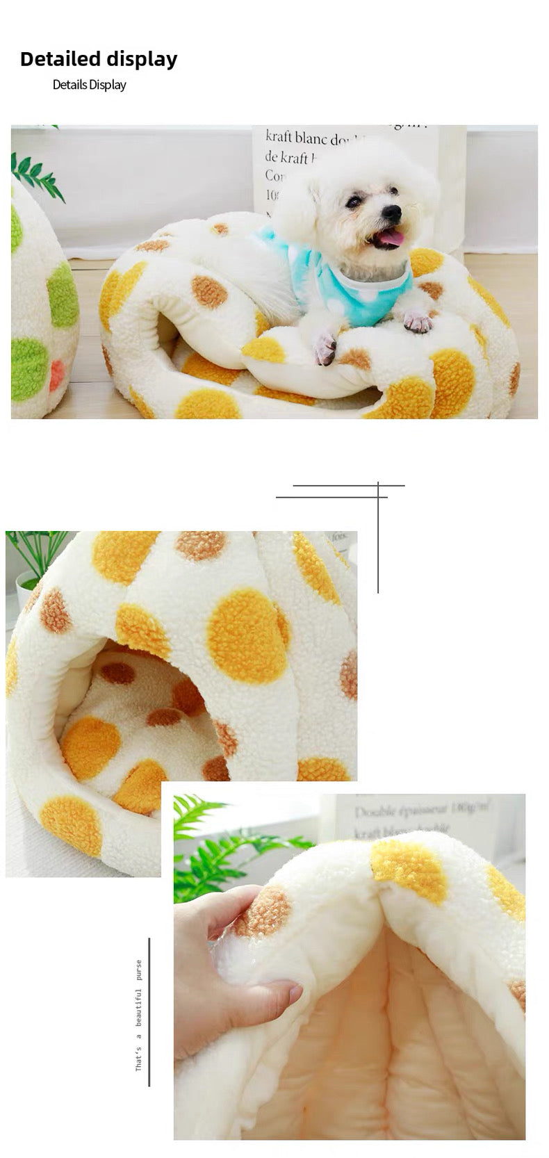 Casita afelpada para mascotas pequeñas 40*19*35cm