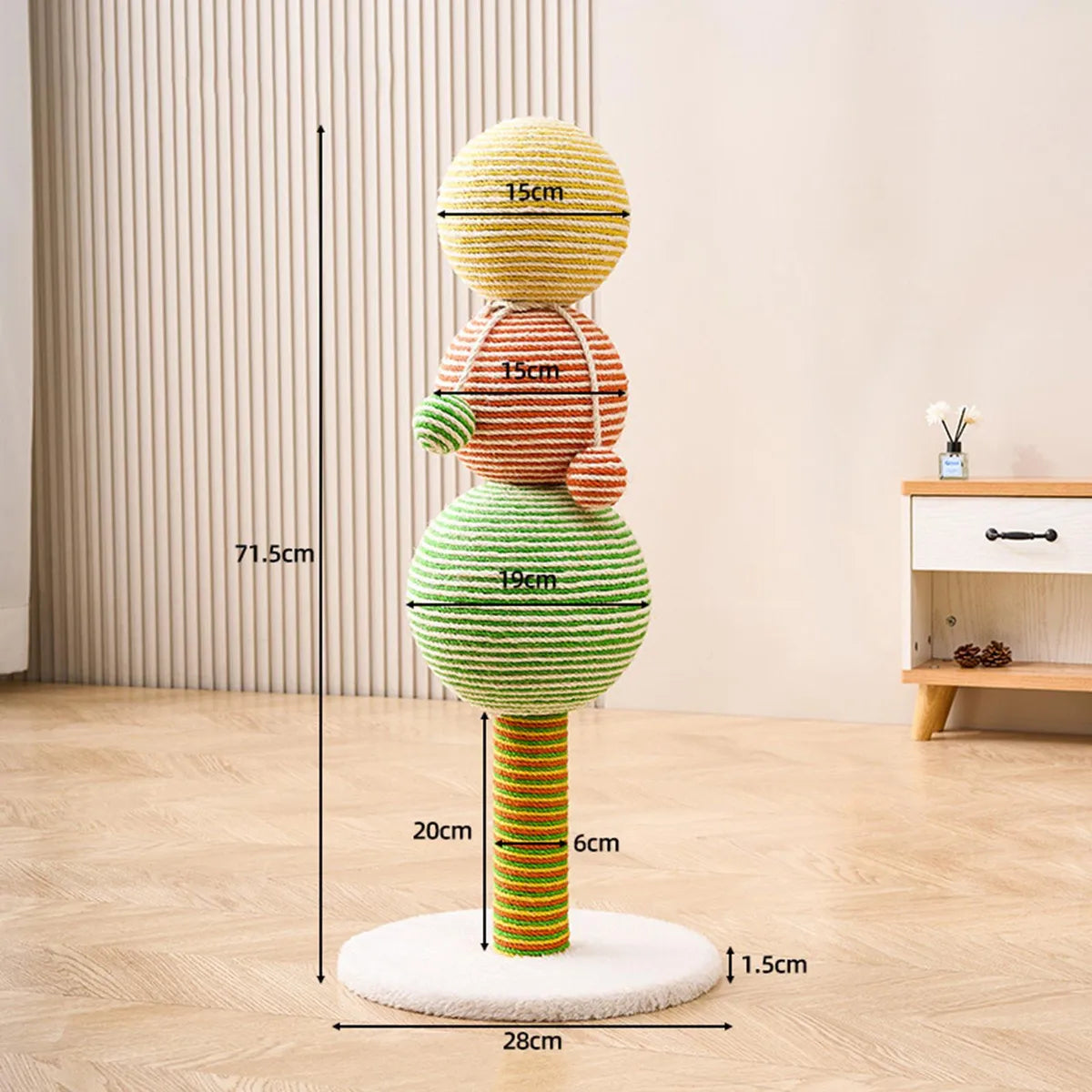 Rascador de cuerda modelo árbol candy para gatos 71cm alto