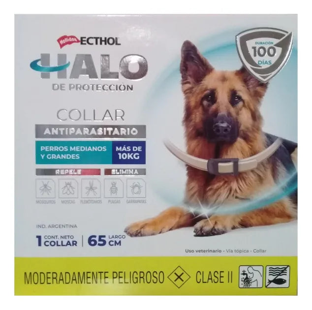Collar Holliday Ecthol Halo para Perros: Antipulgas y garrapatas, perros medianos más de 10kg