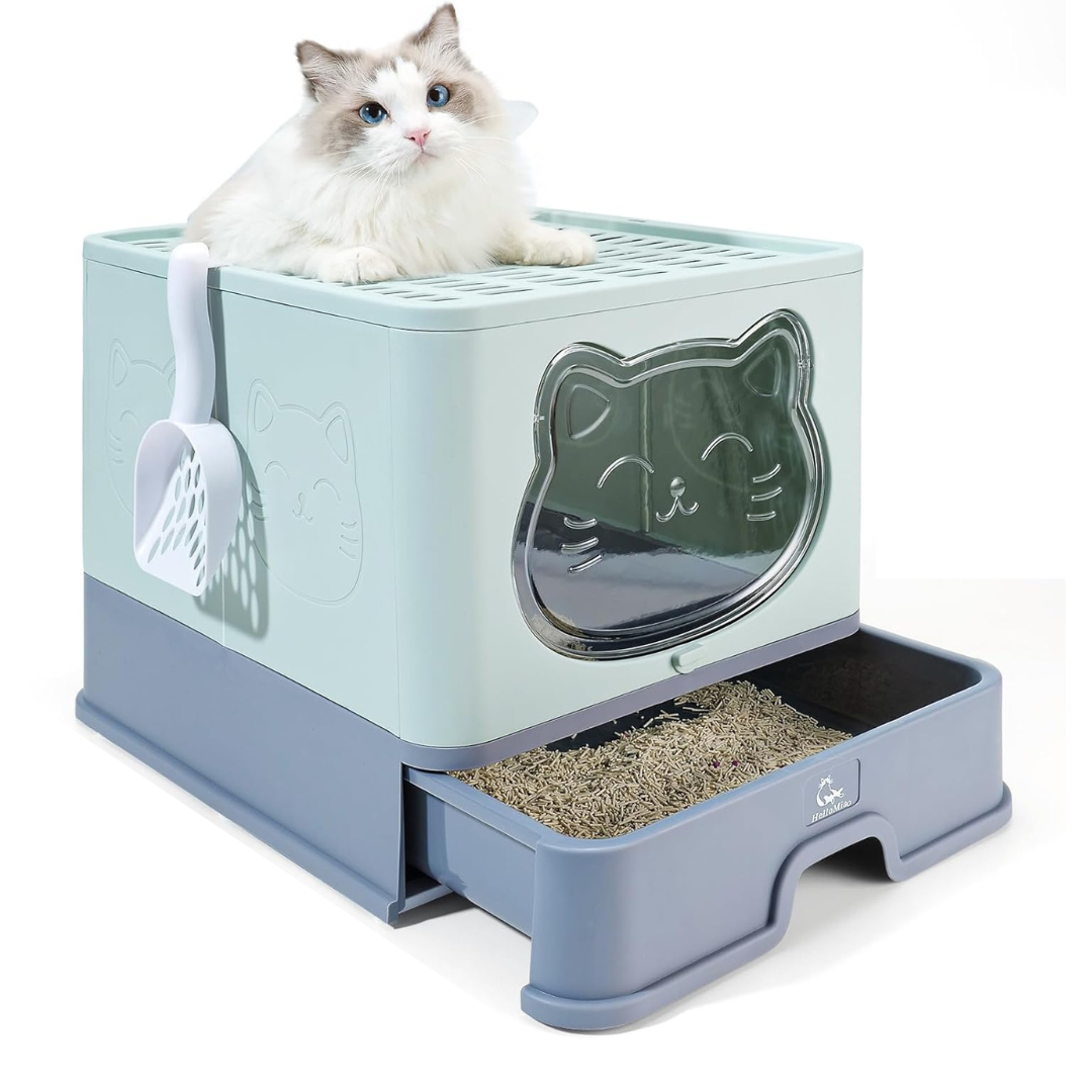 Arenero cerrado con doble puerta para gatos