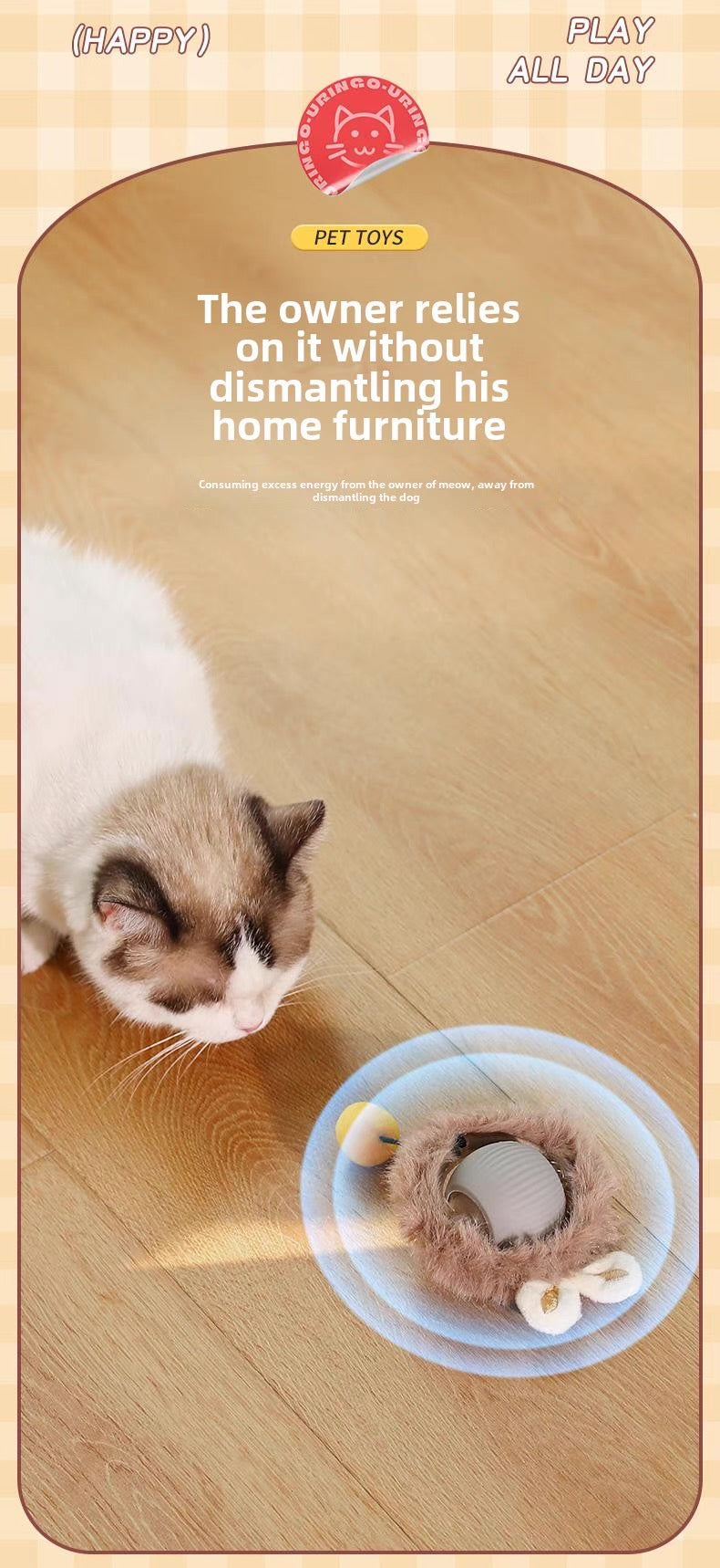 Juguete interactivo para gatos rodante con sensor de movimiento