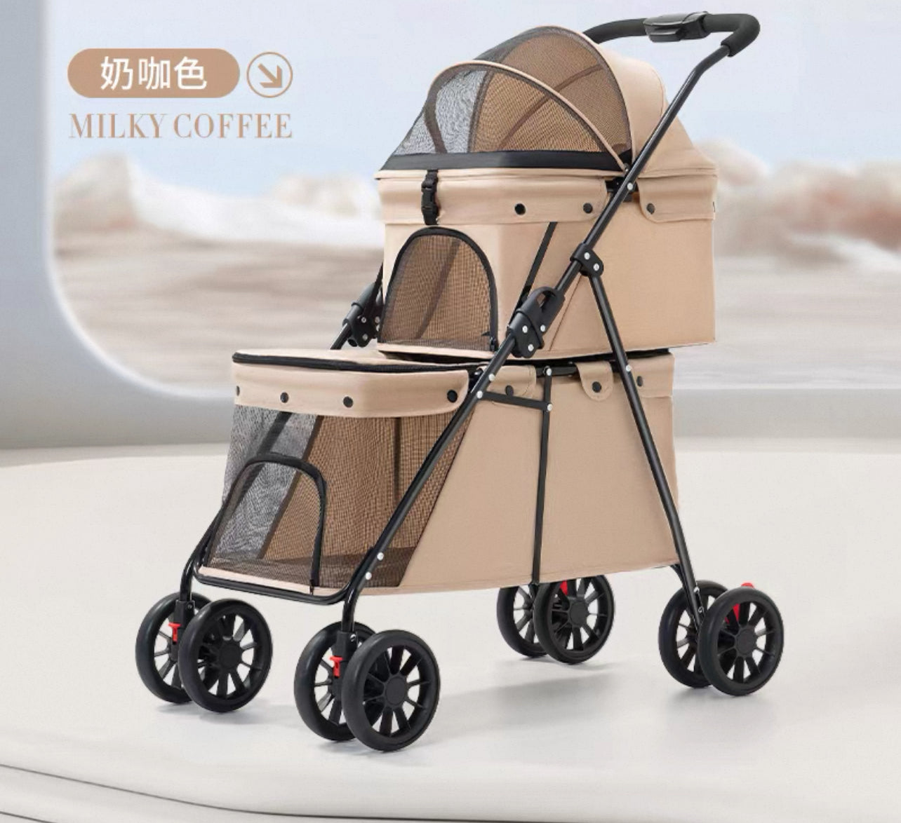 Coche doble para mascotas (Soporta hasta 24kg) Modelo Nakebella