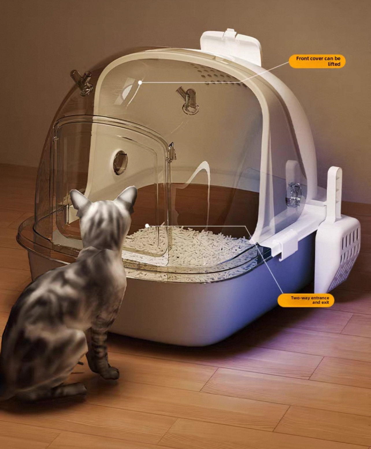 Arenero cerrado para gatos estilo Reno