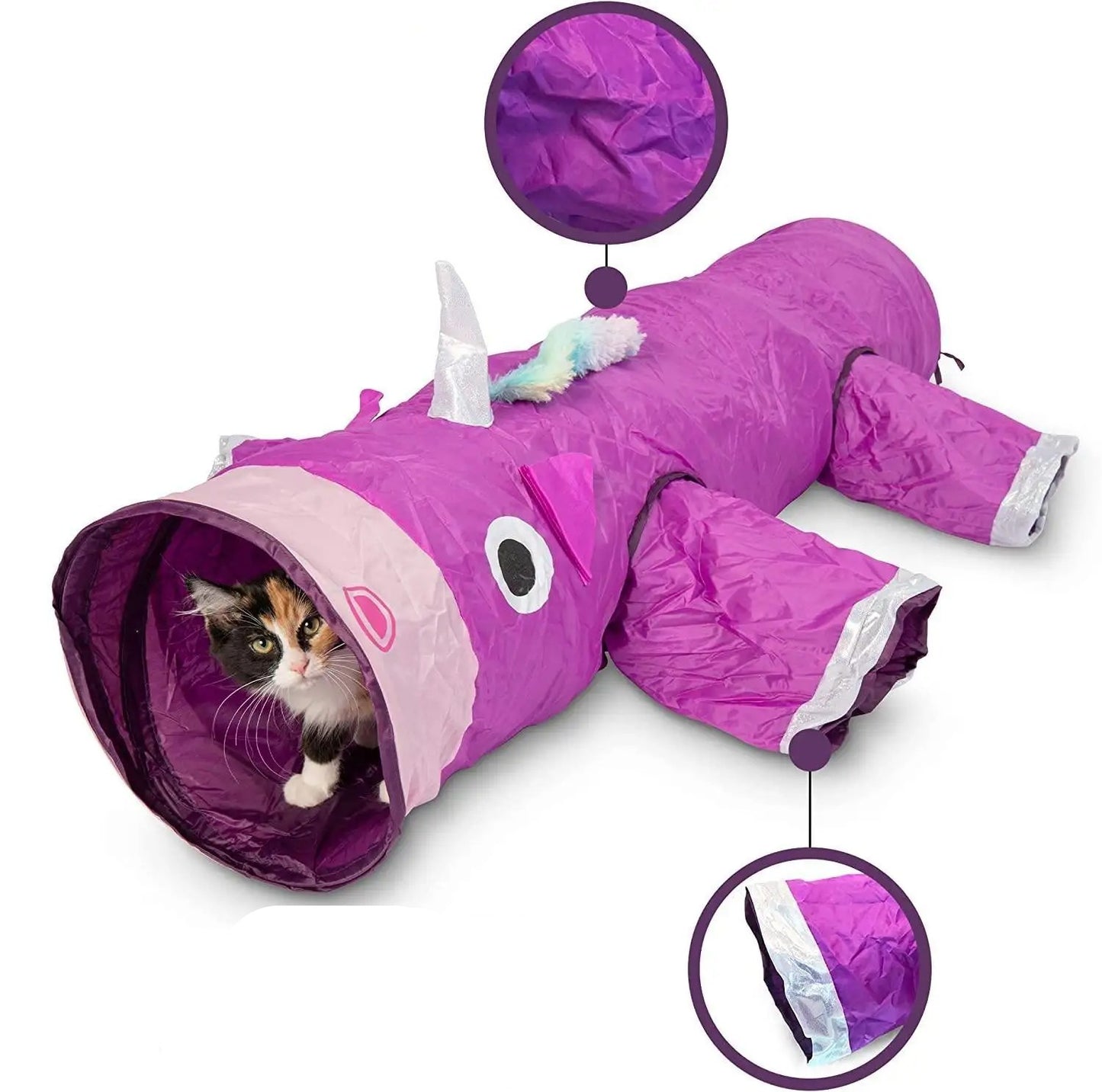Túnel interactivo con diseño de unicornio para gato