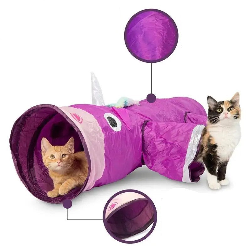 Túnel interactivo con diseño de unicornio para gato