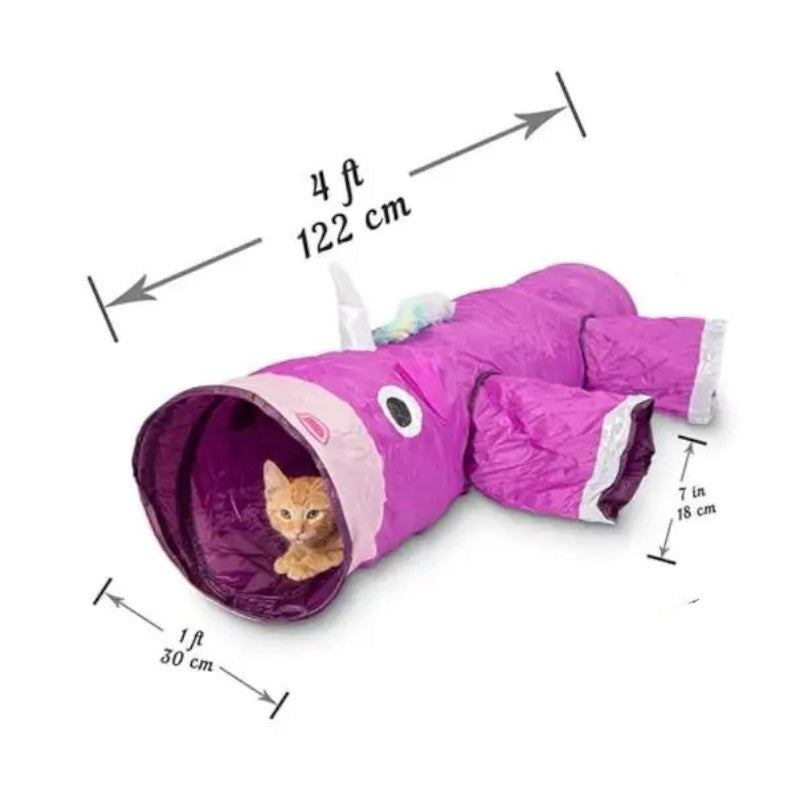 Túnel interactivo con diseño de unicornio para gato