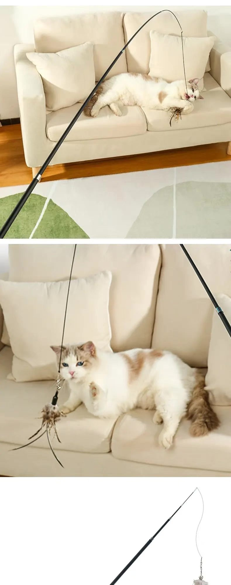 Cañita para gatos retráctil 180cm de largo
