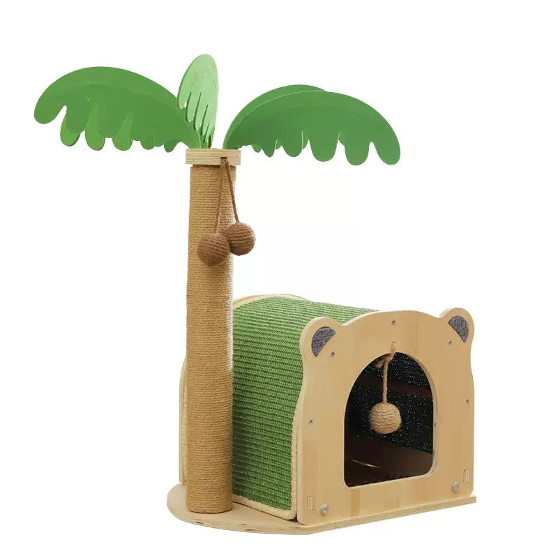 Rascador de cuerda casita con palmera