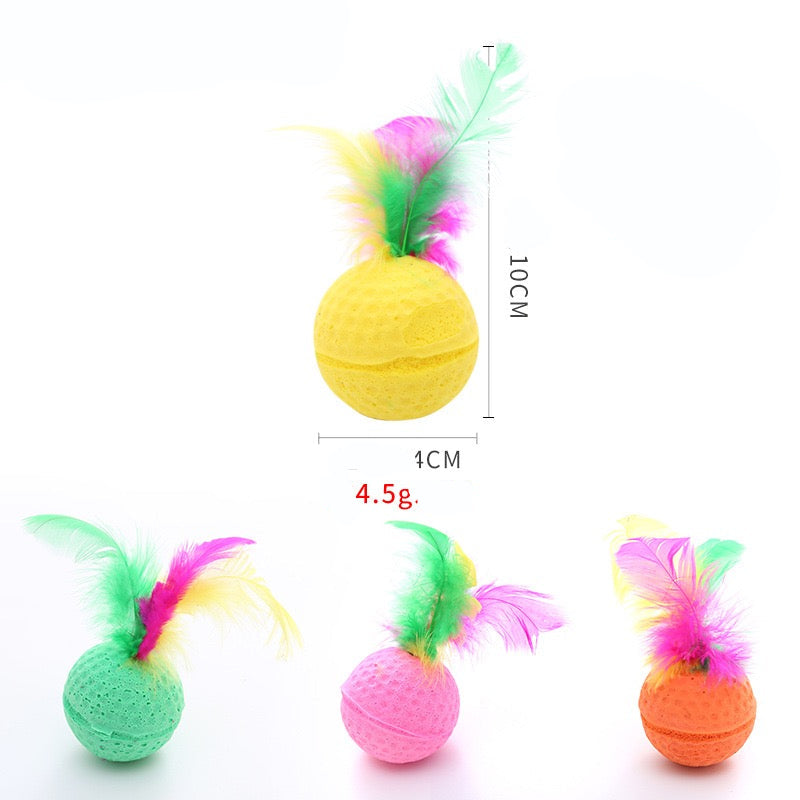 Pelotas minis con plumas para gatos 1un