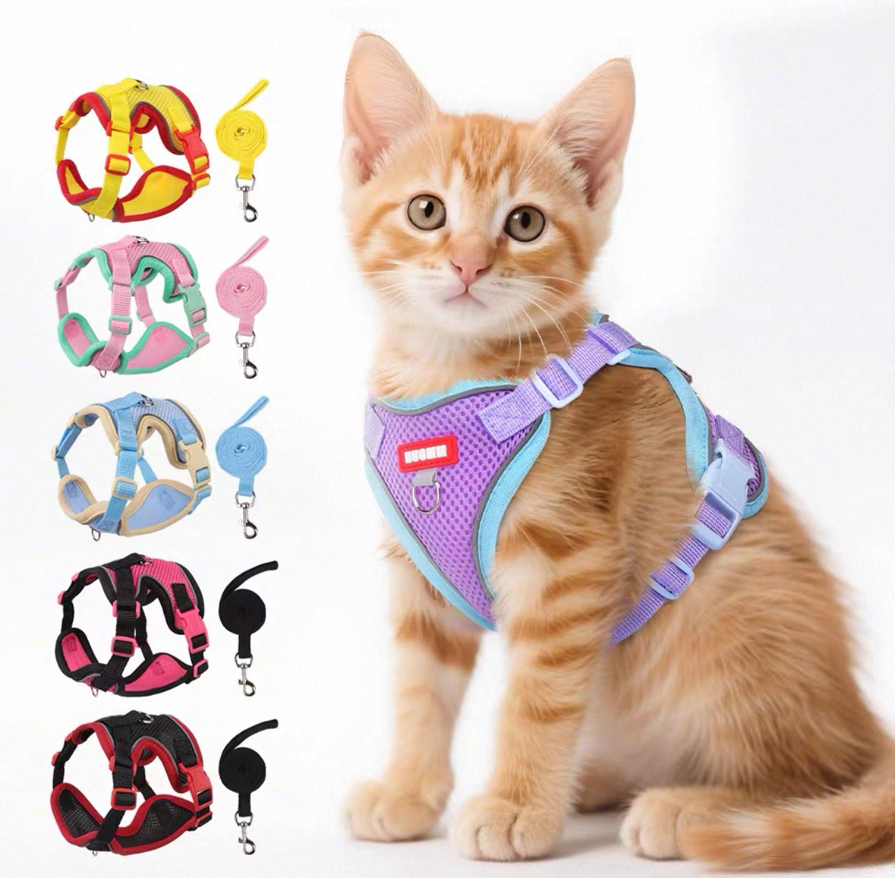 Pechera anti escape reflectiva para gatos