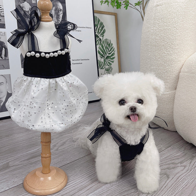 Ropa elegante con perlas para mascotas #14
