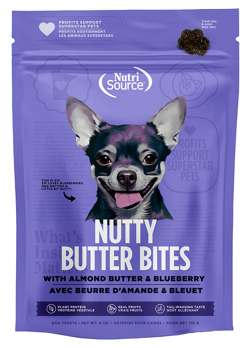 Snack de Perro Nutri Source: Nutty Butter Bites, Almendra y Arándanos