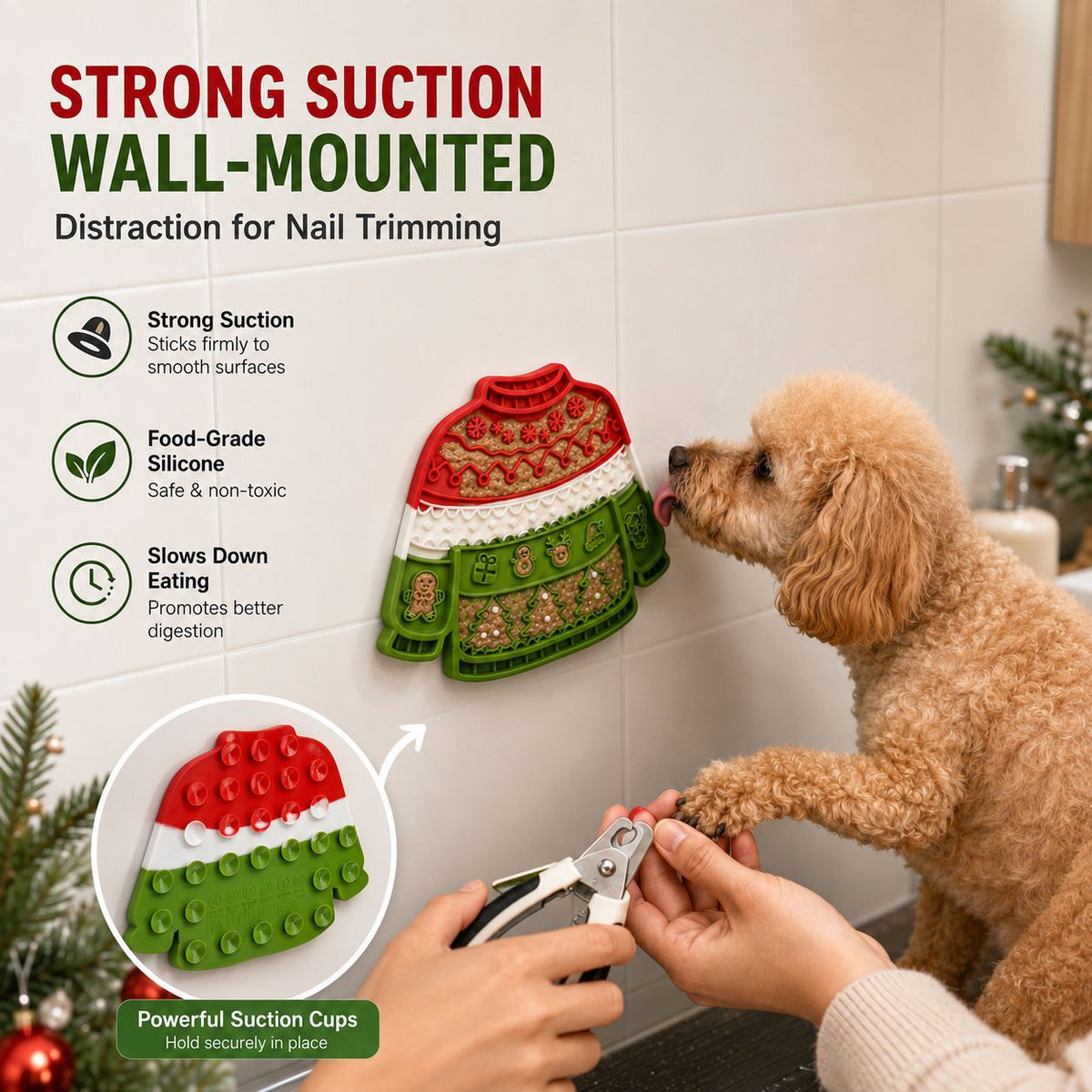 Lick mat para mascotas diseño navideño