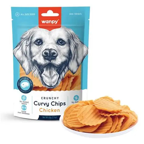 Snacks para Perro Wanpy: Chicken curvy chips 60g