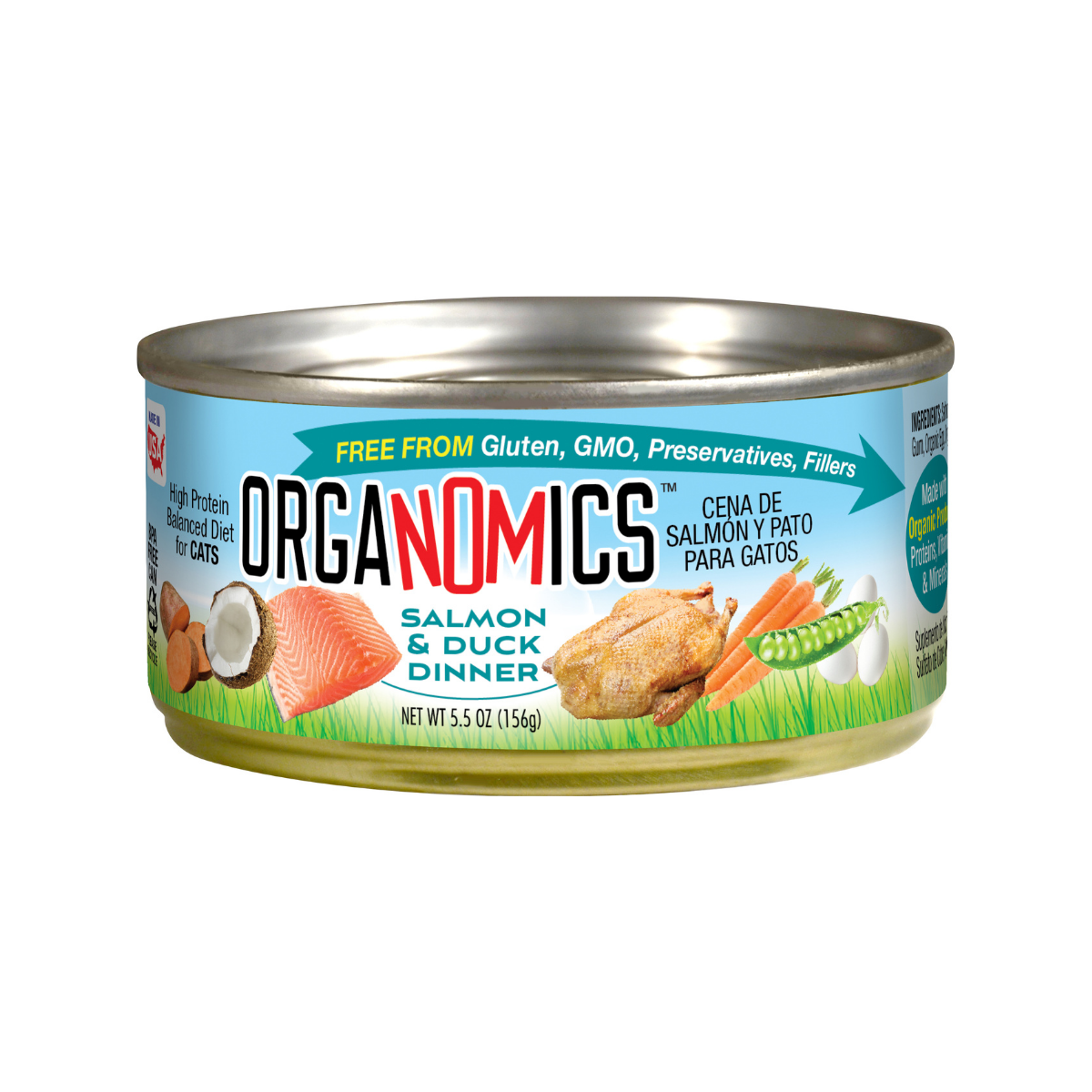 Comida Húmeda para Gato Organomics: Salmón y Pato 156gr