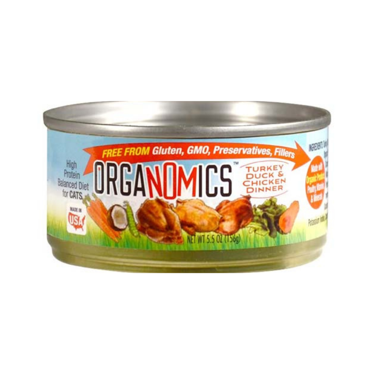 Comida Húmeda para Gato Organomics: Pavo, Pato y Pollo 156gr