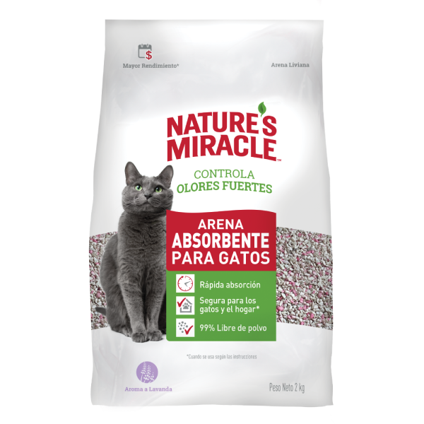 Arena No Aglomerante Nature's Miracles Lavanda 2kg-3.6kg