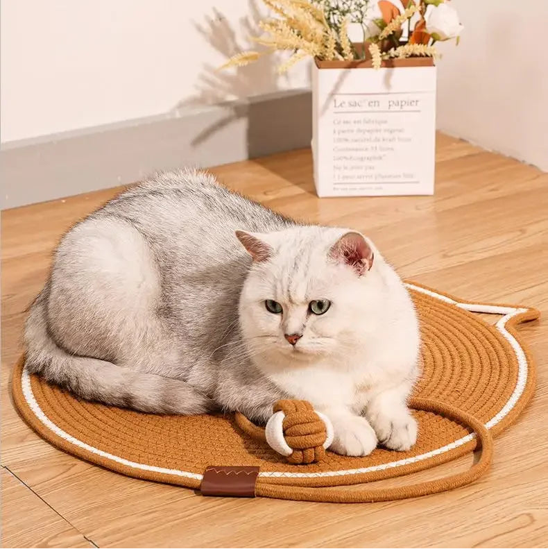 Tapete rascador con forma de gato