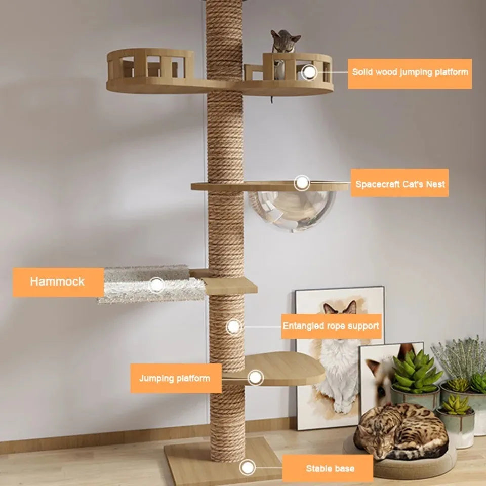 Pilar de sisal ajustable para gatos 2 metros y más