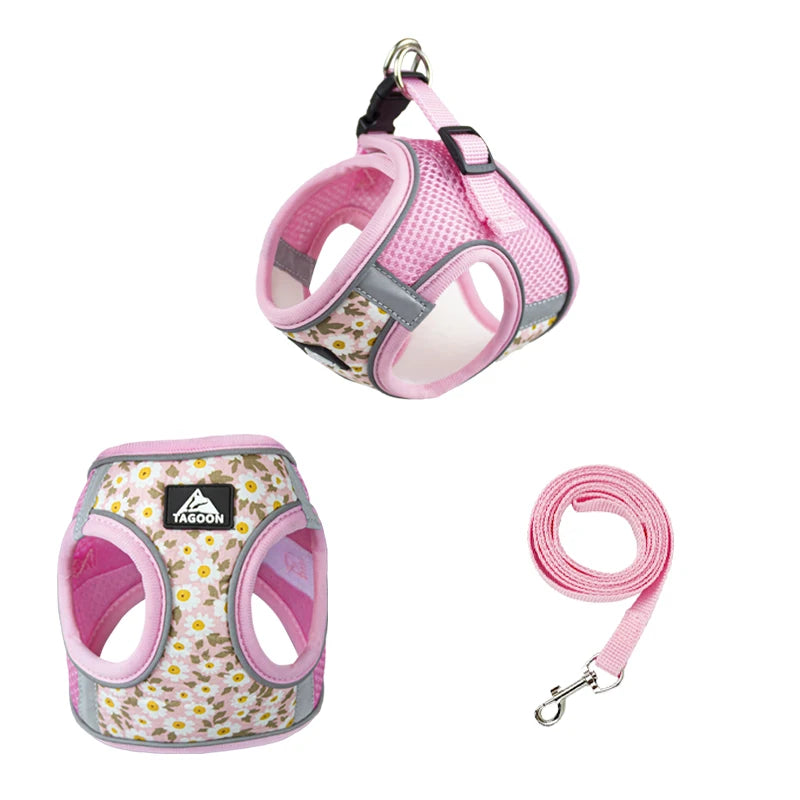 Chaleco de malla con estampado floral para gato