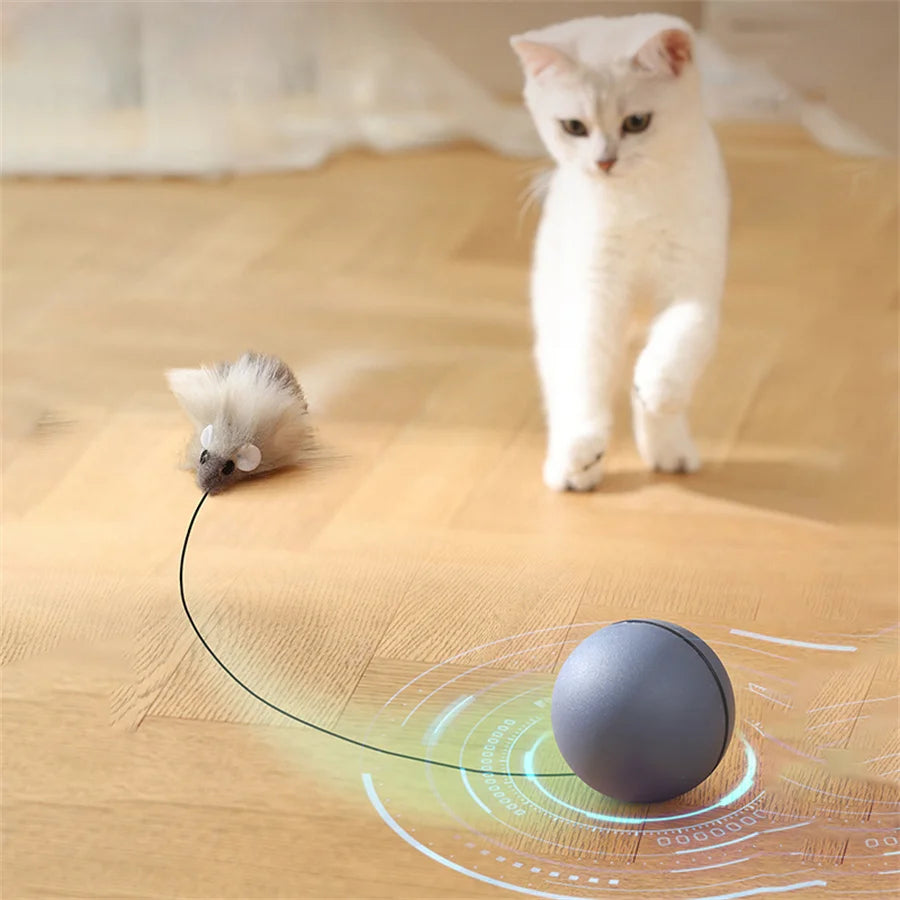 Pelota interactiva para gatos con ratón (Batería AA)