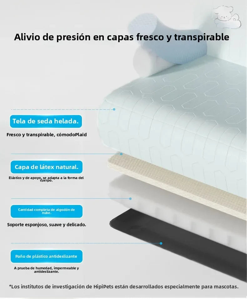 Sofá acolchonado lavable para mascotas celeste