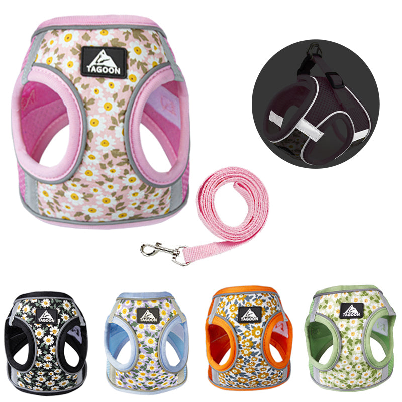 Chaleco de malla con estampado floral para gato