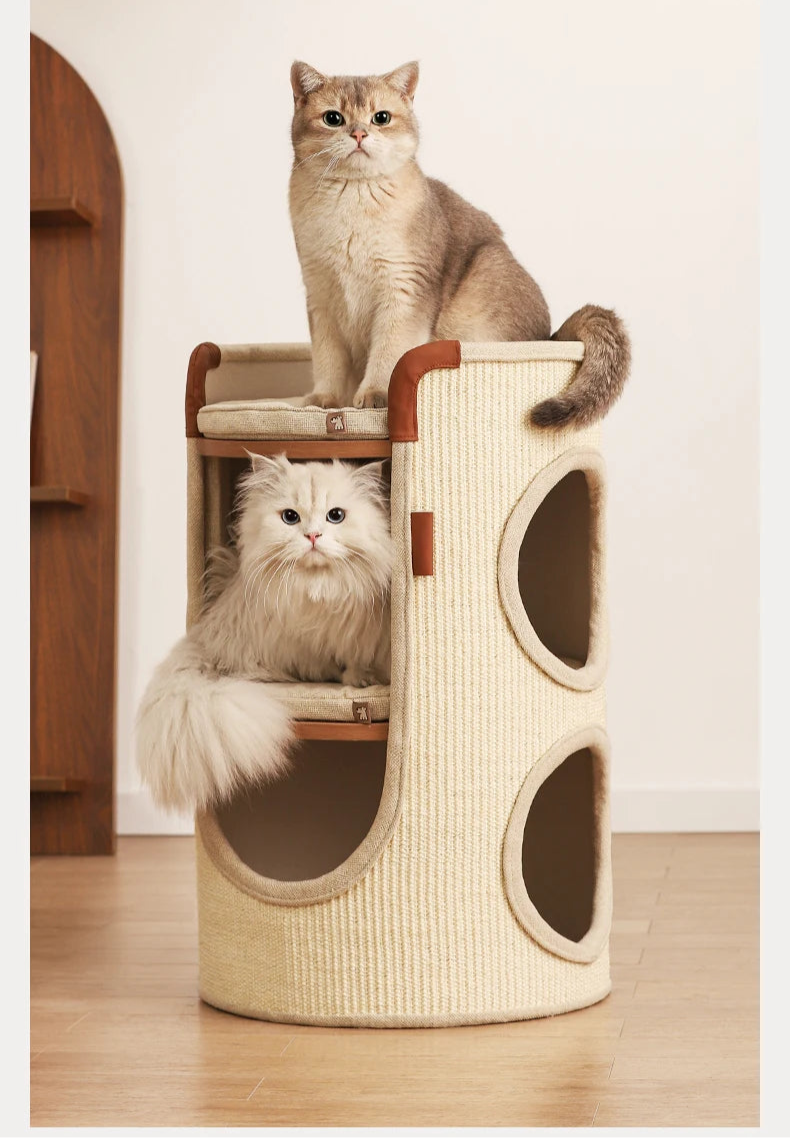 Torre de dos niveles para gatos de sisal