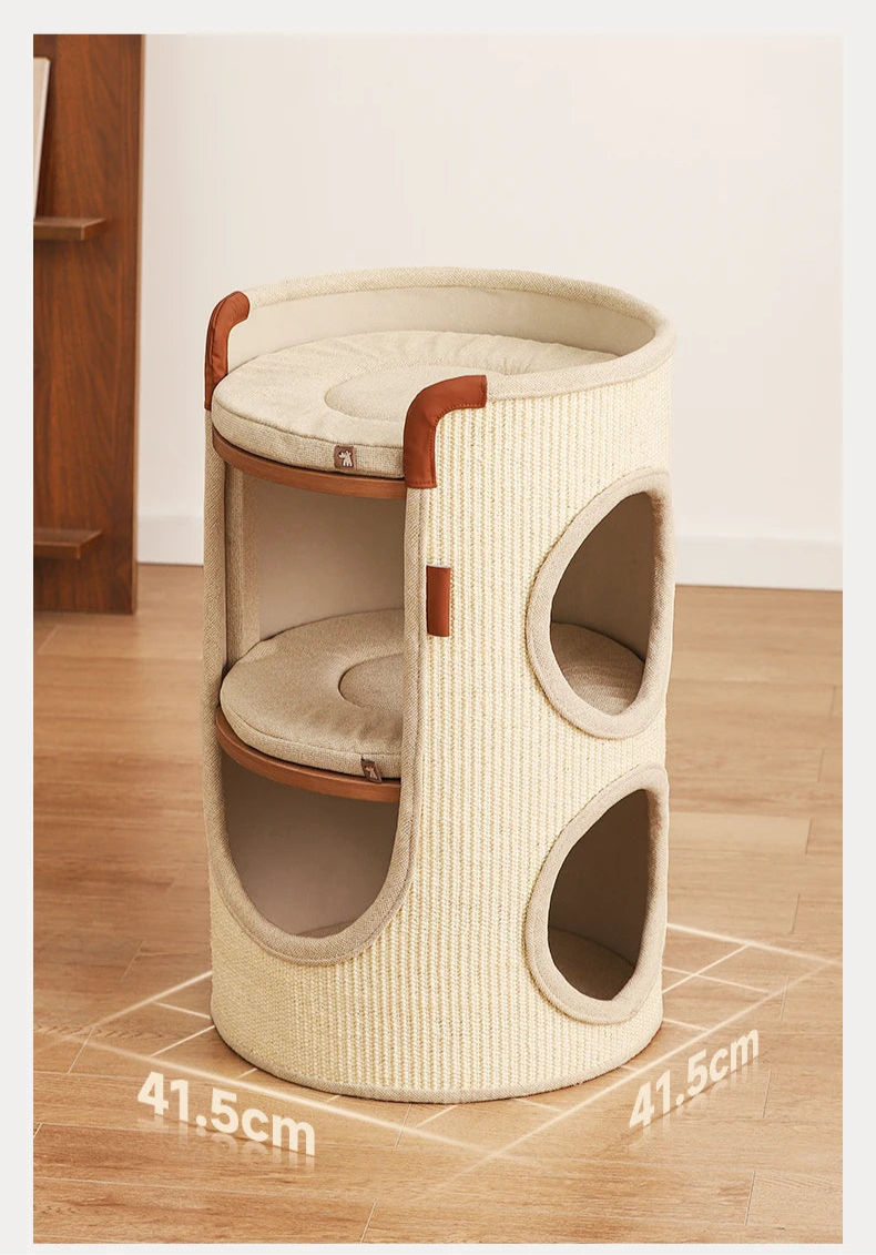 Torre de dos niveles para gatos de sisal