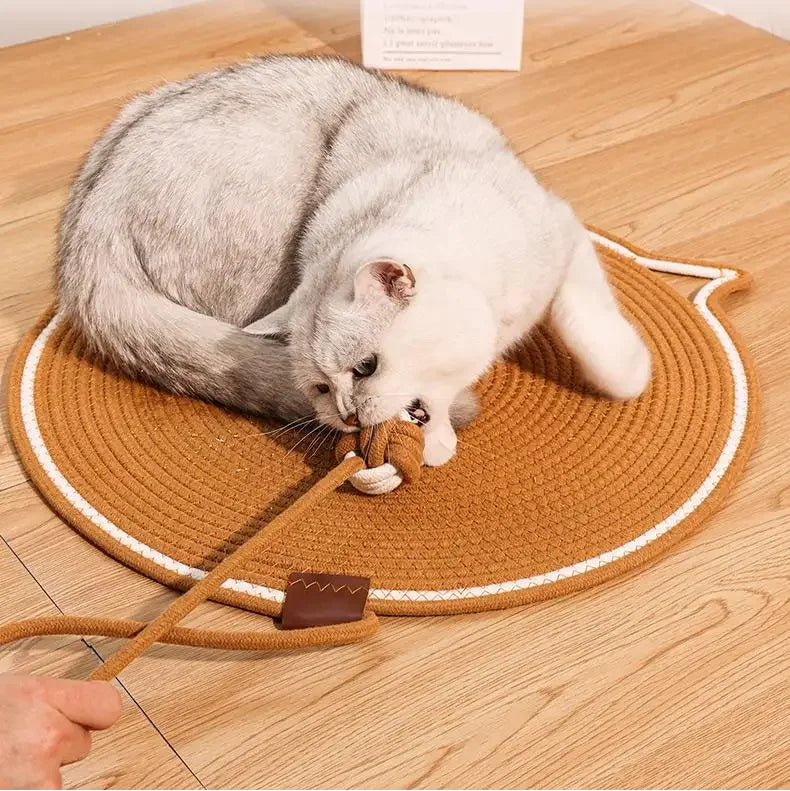 Tapete rascador con forma de gato