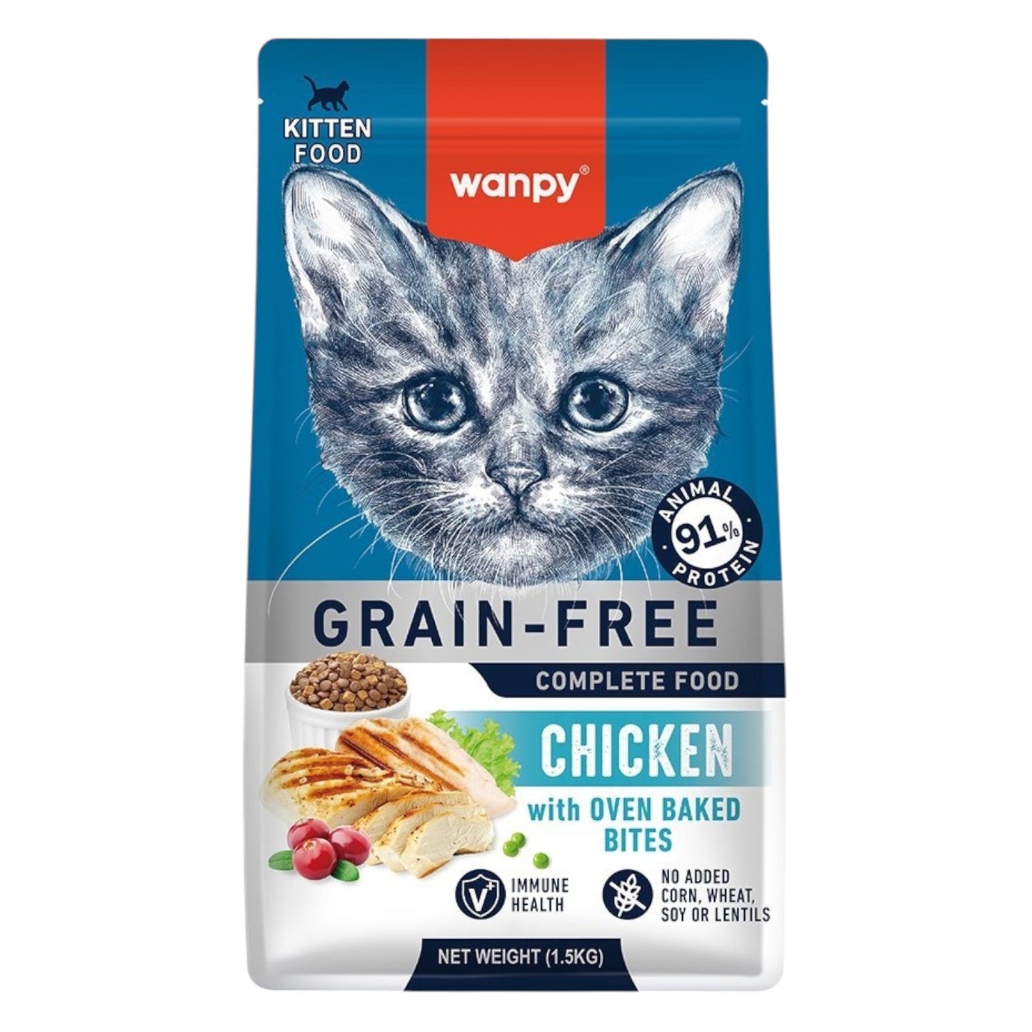 Comida para Gato Wanpy: Kitten, Sabor a Pollo 1.5 KG