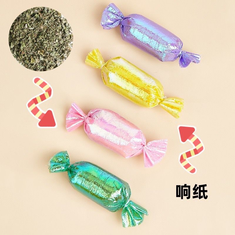 Juguete para gatos con forma de caramelo relleno de catnip