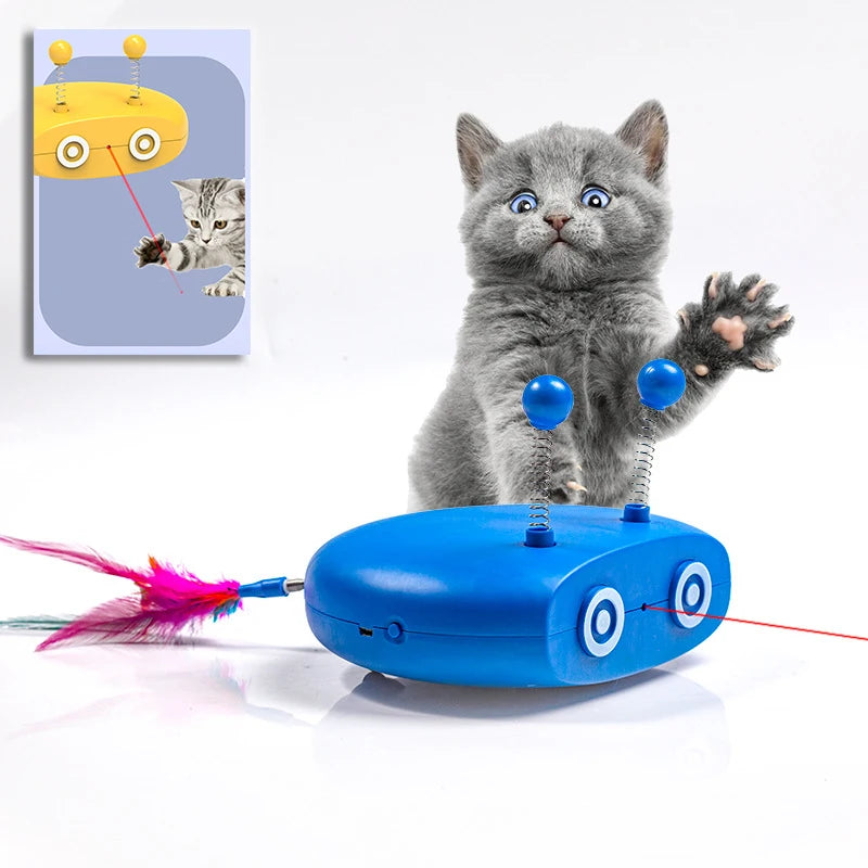 Robot eléctrico interactivo con pluma automática para gatos