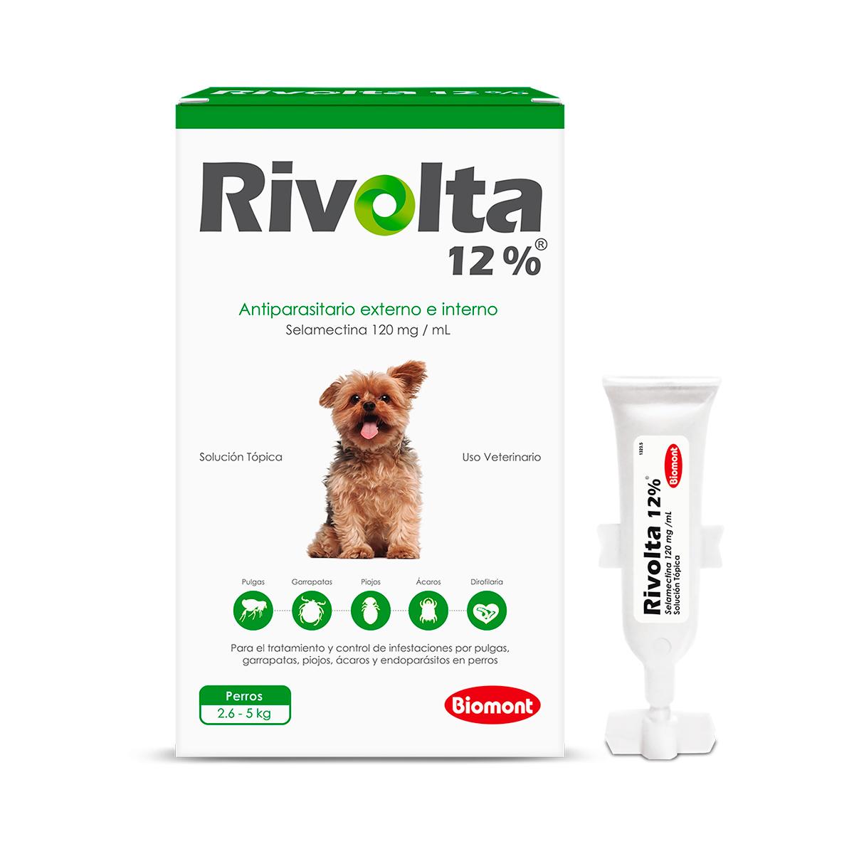 Antiparasitario externo e interno RIVOLTA: perros 2.6-5kg